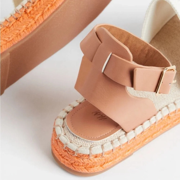 H&M Paris theme orange ‎ and white espadrille sandals 38 - Picture 3 of 11
